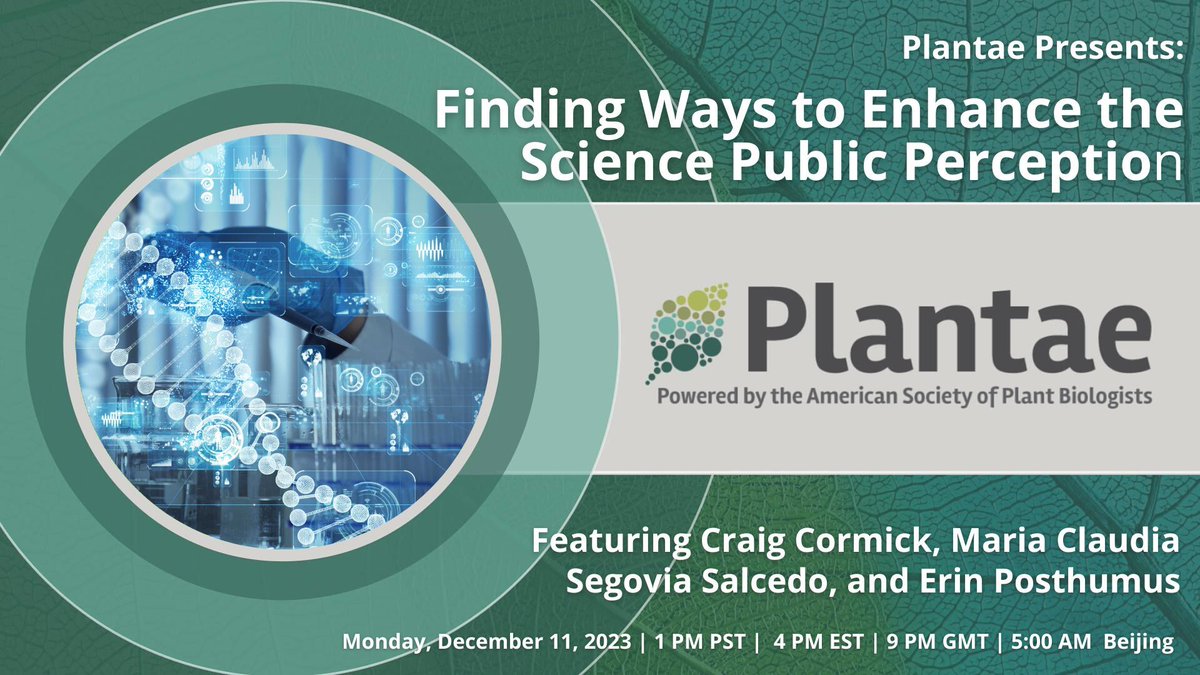 Join us for the upcoming Plantae webinar on December 11 at 4 pm EST, hosted by the 2023 Plantae Fellows. 

Free registration at plantae.org/plantaepresent…