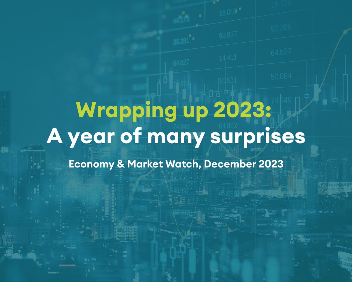 cbduae's tweet photo. As the year ends, we assess the significant changes in the economic and market outlook throughout 2023. Outcomes have been quite the opposite of what was expected: the US outlook, the Chinese economy, or the prospects for equities and bonds. Read more: https://t.co/Ak2dxbx24Q https://t.co/jDQbJsRMkl