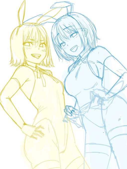 競泳水着バニー双子メイドのWIP 