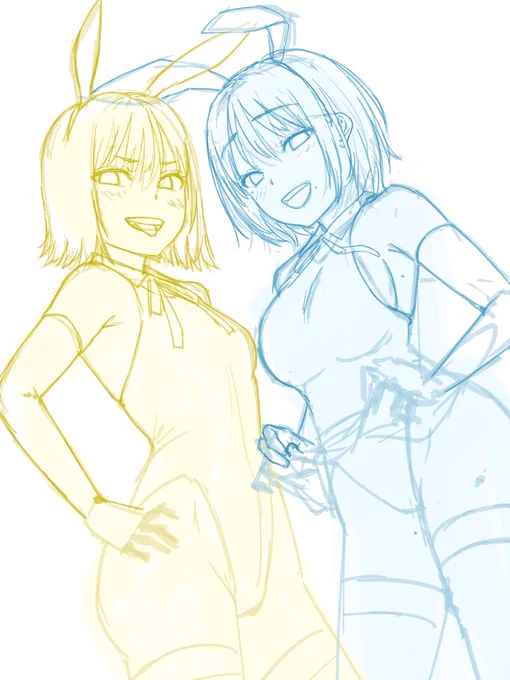 競泳水着バニー双子メイドのWIP 