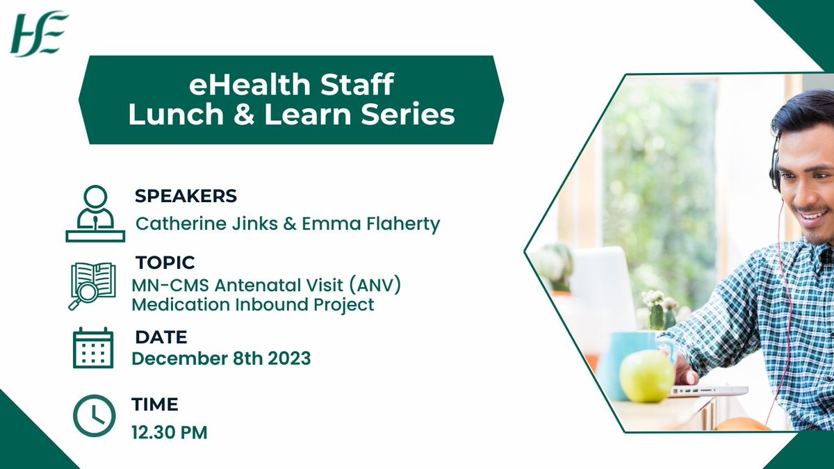 📢eHealth Staff! The next Lunch & Learn session will take place on December 8th at 12.30 the topic is MN-CMS Antenatal visit(ANV) medication inbound Project Don't miss out! these sessions are hugely beneficial for us to learn about the work across eHealth! #eHealth4all