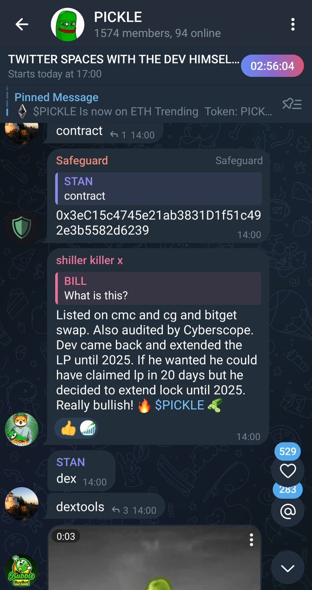 picklercvip's tweet photo. Positive vibes in $PICKLE community. The dev came back, he was stuck in the jar and extended the liquidity pool until 2025 🥒🚀 https://t.co/9CXNigNSy1