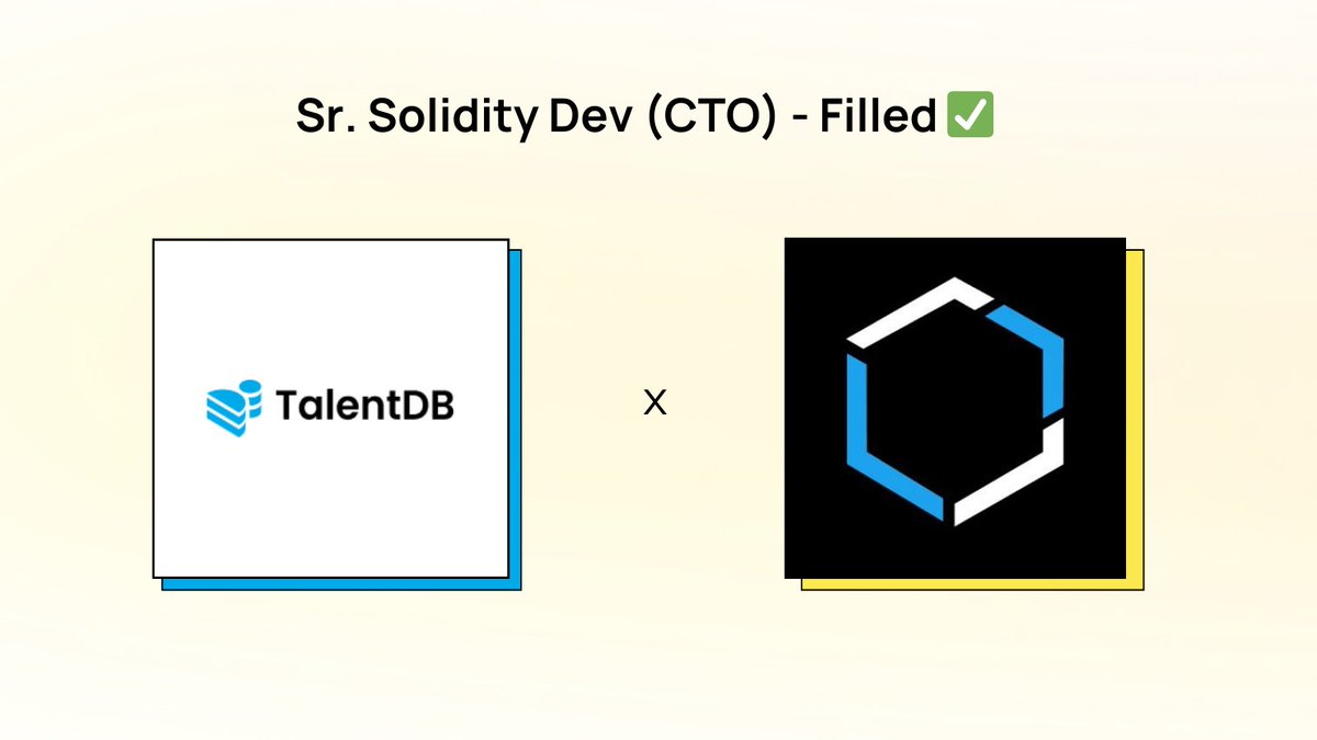 TalentDB_ICP's tweet photo. Congratulations to @BloxSolutions (@BlockchainBoyy @AaronBremser_) on their recent Sr Solidity / CTO hire! 🤝

🔍 Are you searching for talent for your #ICP project?
Contact @MrBennyP, our venture lead at TalentDB, known for discovering exceptional talents.

#Web3 #Hiring https://t.co/dqgjpLWWF8