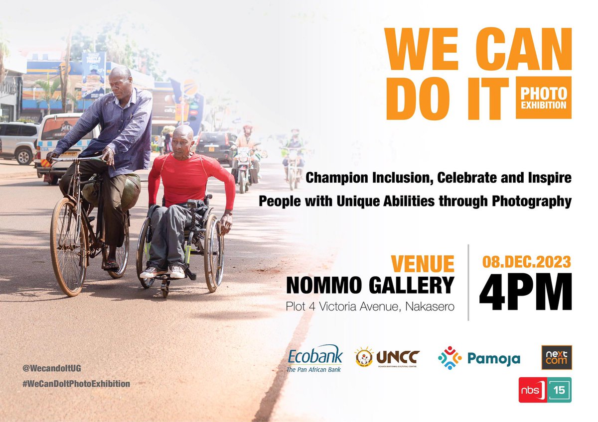 EcobankUganda's tweet image. Join us on December 08 for a celebration of people with unique abilities through photography at the #WeCanDoItPhotoExhibition. 

Hosted by @muwanguziisaach at Mommo Gallery, Plot 4 Victoria Avenue, Nakasero. Let’s inspire and appreciate diversity
#GoForMore