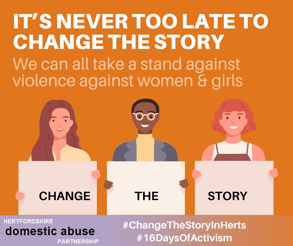 Violence against women and girls harms us all. #ChangeTheStory #ChangeTheStoryInHerts. Our Hertfordshire campaign builds on the work of @WhiteRibbon_UK, challenging the seemingly ‘harmless’ attitudes and behaviours that perpetuate violence for women and girls.