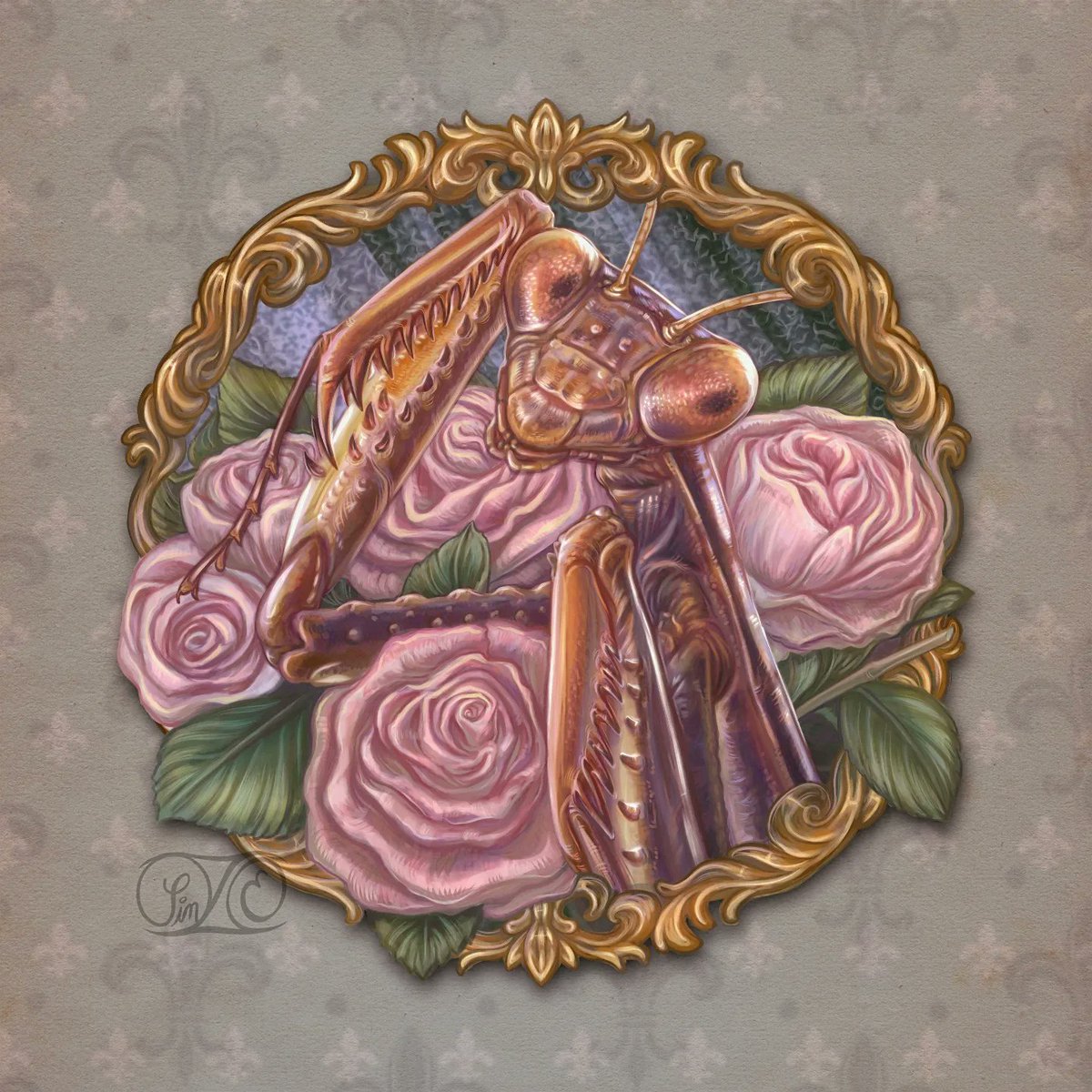LindZeamays's tweet photo. Queen of Versailles Gardens. 
#digitalpainting

#mantis #scienceillustrator #entomology #art  #illustrator #SciArt https://t.co/2nMb6vg8WW