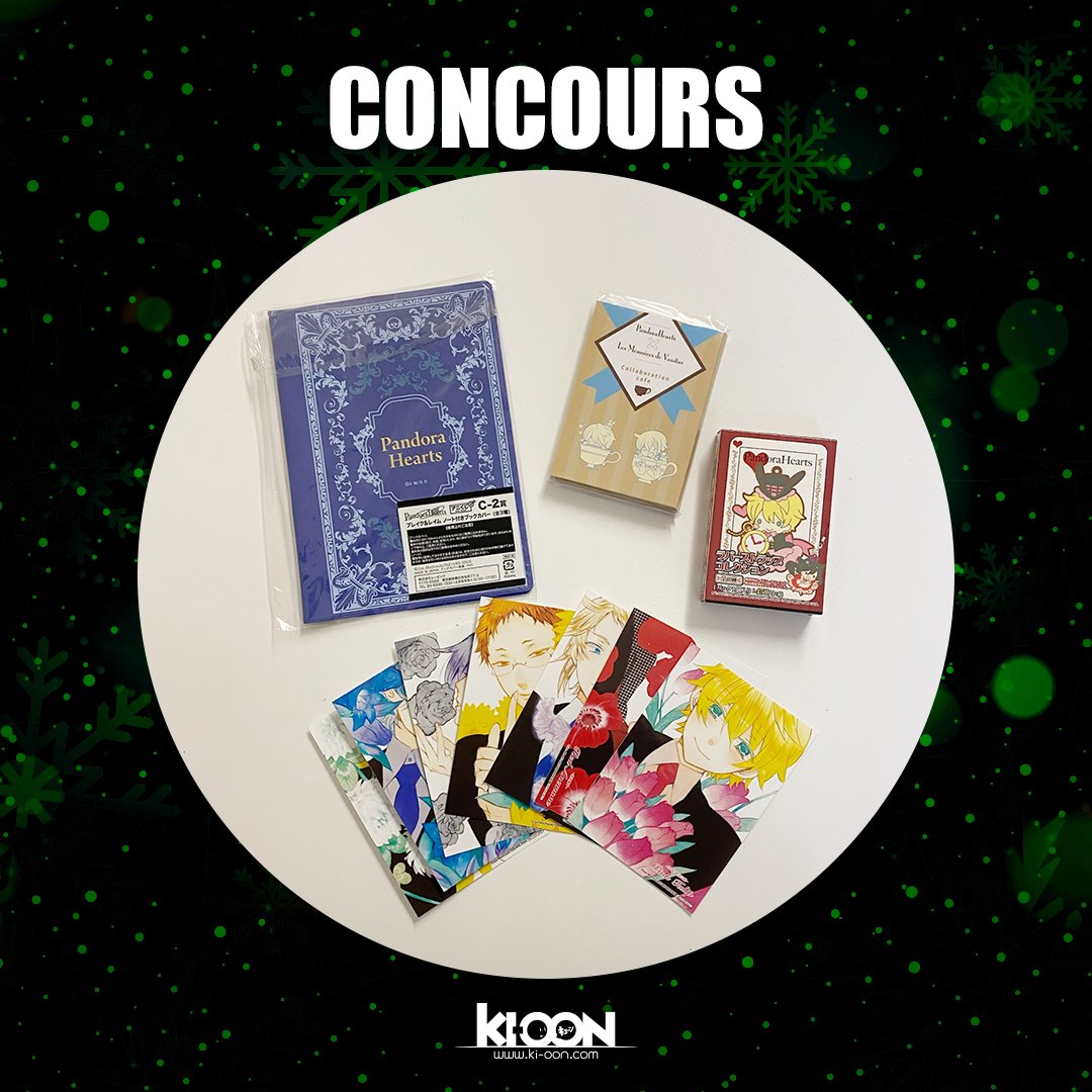 [ CALENDRIER DE L'AVENT - JOUR 6 ] Cher Papa Ki-oon, je voudrais... du Pandora Hearts 💙
On met en jeu 1 boîte mystère, 1 carnet, 1 lot d'illustrations et 1 pochette à livre

Pour participer :
RT + Follow <a href="/ki_oon_Editions/">Ki-oon éditions</a>
Quel est votre personnage préféré de la série ?

TAS 07/12