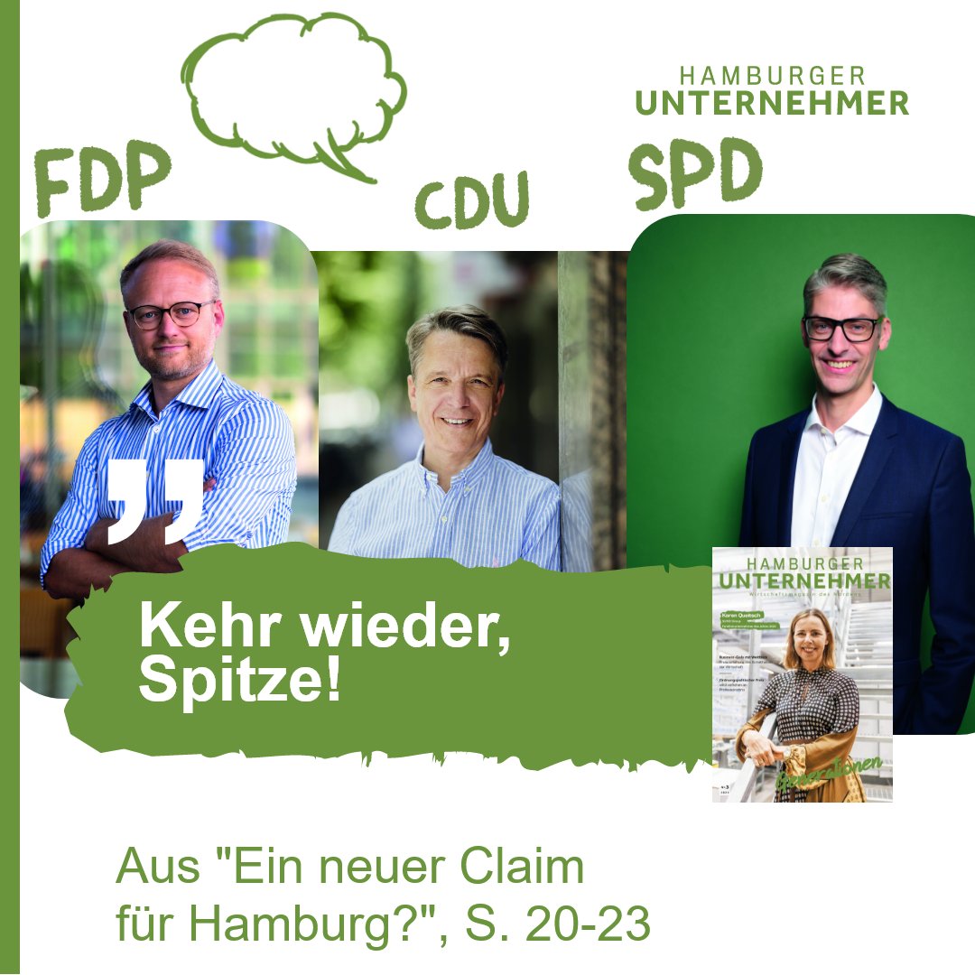 Die Familienunternehmer vermissen einen sichtbaren und zukunftsfähigen Claim für die Metropolregion #Hamburg. Ideen von <a href="/spdhh/">SPD Hamburg</a> , <a href="/cducsubt/">CDU·CSU</a> und <a href="/fdp/">FDP</a>  dazu im Magazin "Hamburger Unternehmer" zu lesen: hamburgerunternehmer.de/wp-content/upl…