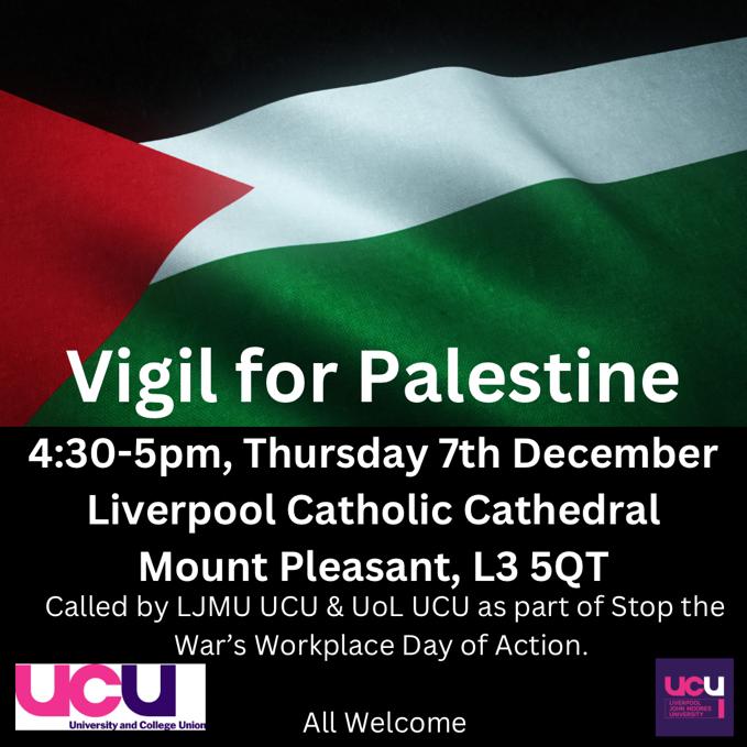 Join us Thursday for our vigil for Palestine 🇵🇸 #CeasefireNOW