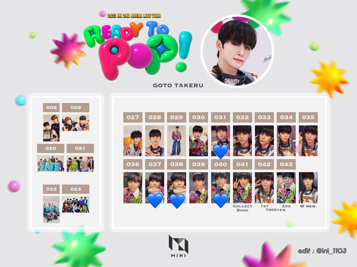 INI READY TO POP RTP ツアー トレカ

【譲】
　　池﨑(030.035.039) 
　　尾崎(036) 
　　木村(027)
　　許　(027.028.029.030.032.040) 
　　田島(037.040)
　　髙塚(031) 
　　西　(027)
　　松田(028.029.032)

【求】後藤 💙&gt;セルカ

郵送にて交換📮
交換可能な場合のみリプ返します

#INI交換