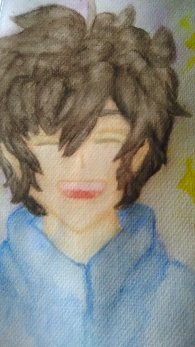 TsukiOokami3's tweet photo. Ahora si lo termine 😎100% acuarela, lo que debería es seguir suavizando las líneas como por ejemplo el color rojo y las líneas del pelo. Lo malo que no se muestra bien el tono de marrón que use @DalasReview #dalasvtuber https://t.co/IY8r7BX0P7