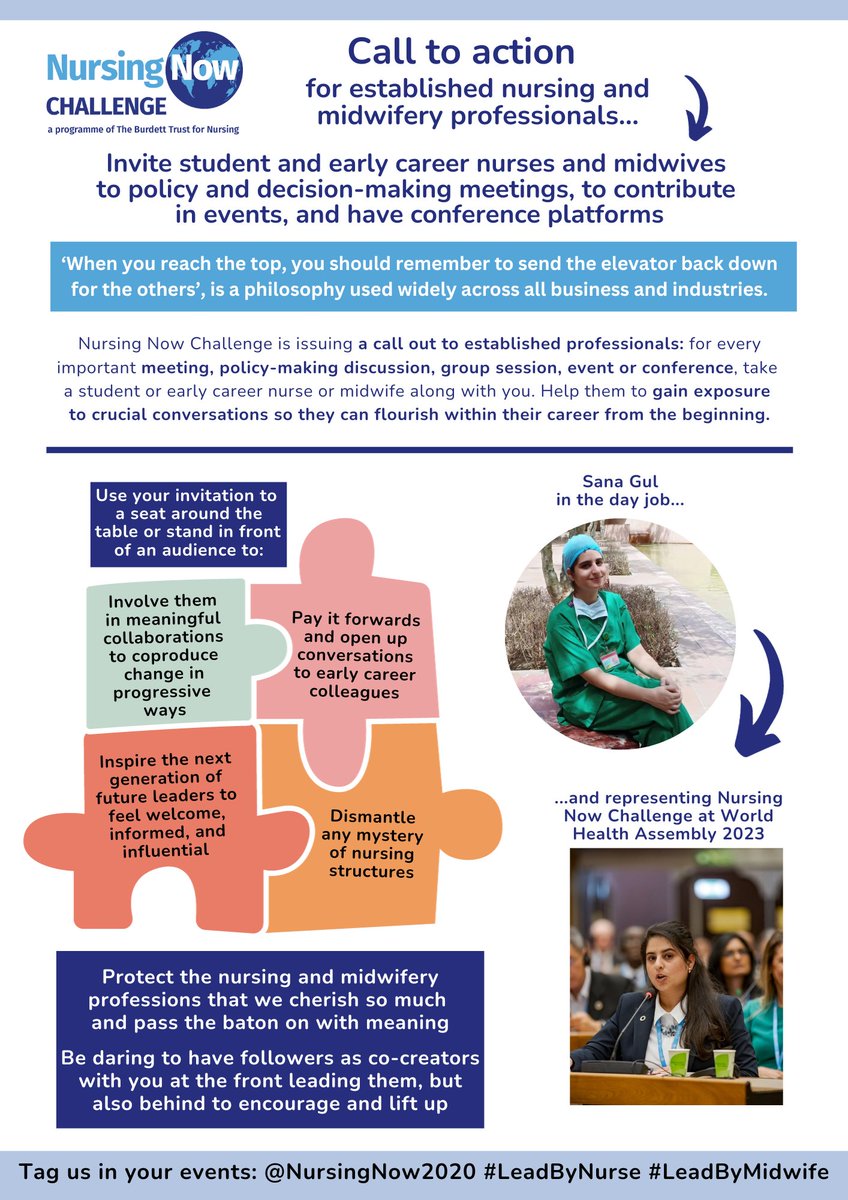 Burdett Trust 💙 (@burdetttrust) on Twitter photo If you're an established nursing or midwifery professional, <a href="/NursingNow2020/">Nursing Now Challenge</a> challenges you to extend invitations to colleagues within your networks who could benefit from policy and decision-making experiences: read the flyer below for full details👇
#LeadByNurse #LeadByMidwife If you're an established nursing or midwifery professional, <a href="/NursingNow2020/">Nursing Now Challenge</a> challenges you to extend invitations to colleagues within your networks who could benefit from policy and decision-making experiences: read the flyer below for full details👇
#LeadByNurse #LeadByMidwife