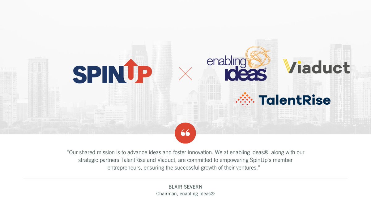 SpinUpUTM (@spinuputm) on Twitter photo We’re thrilled to announce an exciting new partnership with <a href="/Enabling_Ideas/">Enabling Ideas</a>, <a href="/TalentRise/">TalentRise</a> and <a href="/MyViaduct/">Viaduct</a>. From custom workshops to expert business consultations and more, this collaboration will enable SpinUp startups to plan for growth.
Read announcement: uoft.me/9YG We’re thrilled to announce an exciting new partnership with <a href="/Enabling_Ideas/">Enabling Ideas</a>, <a href="/TalentRise/">TalentRise</a> and <a href="/MyViaduct/">Viaduct</a>. From custom workshops to expert business consultations and more, this collaboration will enable SpinUp startups to plan for growth.
Read announcement: uoft.me/9YG