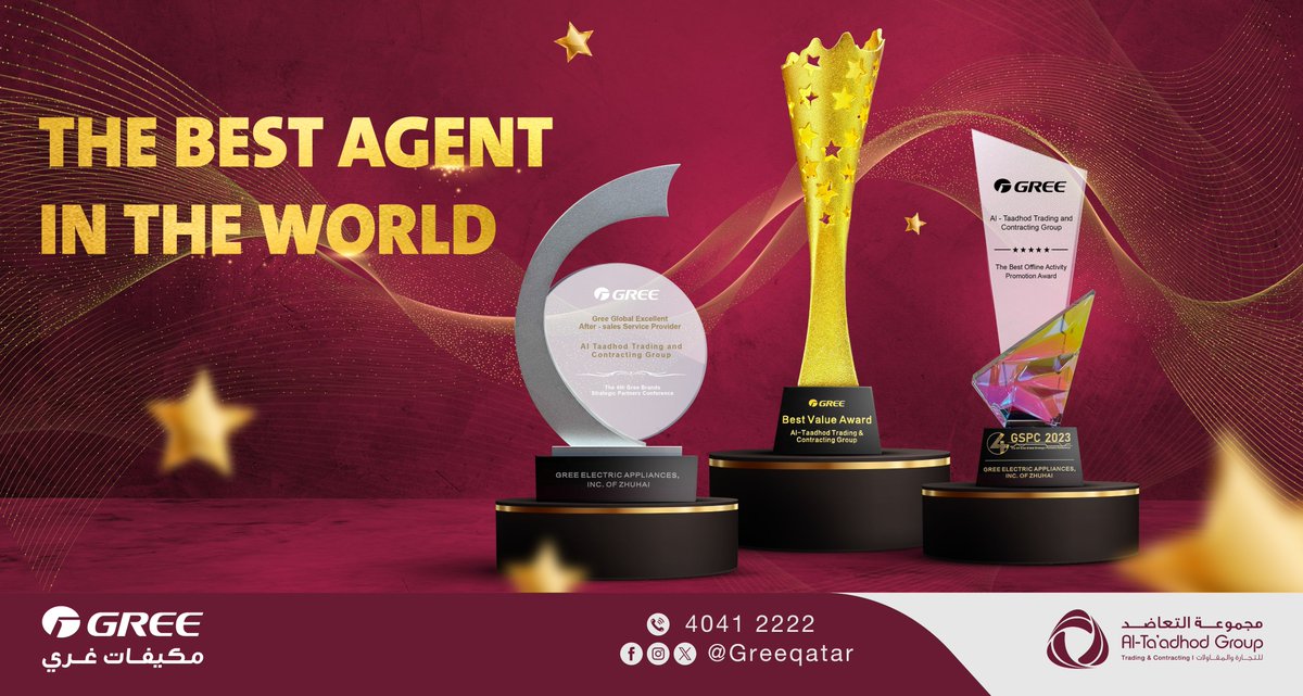 GreeQatar's tweet photo. تأكيداً على حصول مجموعة التعاضد على جائزة أفضل وكيل في العالم في المؤتمر السنوي لشركة غري ،إستهلّت السيدة/ دونج رئيسة شركة غري الدولية جولتها العالمية من قطر تقديراً لإنجازات التعاضد.
#greeqatar #numer1 #altaadhod