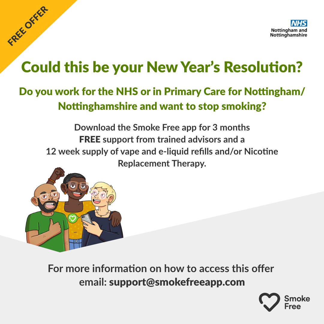 The Smokefree App Team will be at QMC Main Entrance tomorrow 6th Dec 10am - 2pm - Pop down and have a chat :-) @TeamNUH @SWBNUH