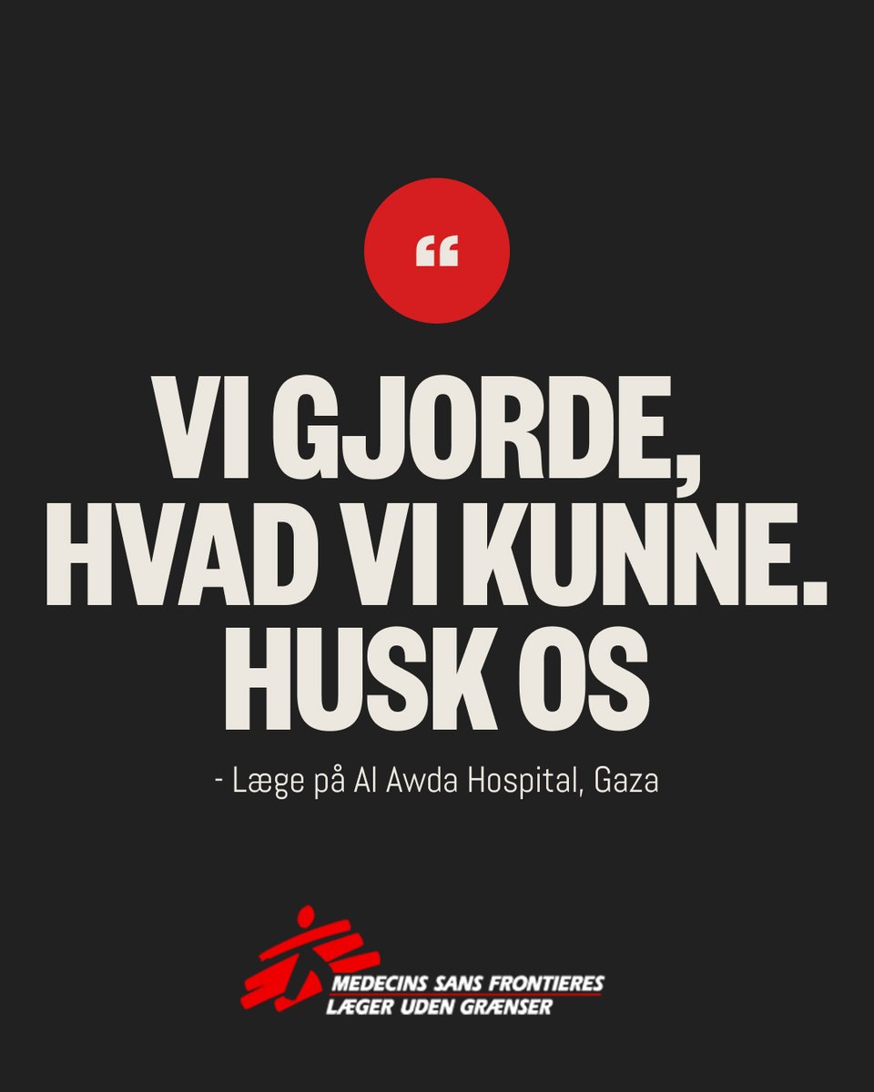 msf_dk's tweet image. 1/3 ”Vi gjorde, hvad vi kunne. Husk os.”⁣
⁣
De ord skrev vores læge, Mahmoud, på en tavle på #AlAwdaHospital i #Gaza, hvor han arbejdede, få uger inden han blev dræbt i et angreb på hospitalet den 21. november.⁣ #NotATarget #MustStopNow