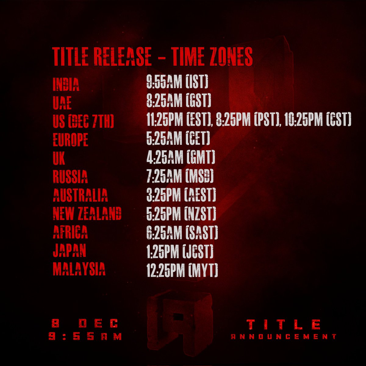 YashTrends's tweet photo. Make sure to check your local time zone and set your alarm 🔥😉 

YASH19 TITLE UNVEILING IN 3 DAYS 

#Yash19TitleonDec8th
#Yash19 #YashBoss @TheNameIsYash @KvnProductions https://t.co/EvlCgh0PB2