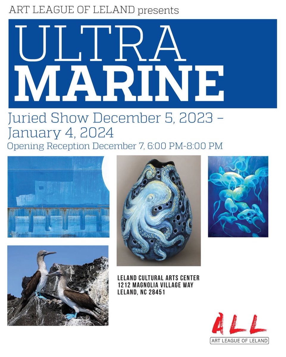 Ready to enjoy some beautiful art? Swing by the Art League of Leland Gallery Reception on Dec 7 from 6 - 8 PM for a night of creative creativity and inspiring art!