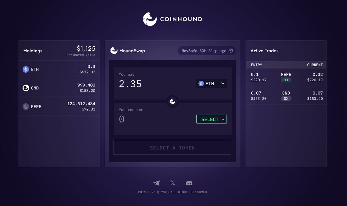 coinhoundio's tweet photo. Coinhound is working to fulfill every degen's dream, join us and lets achieve this even faster! ⏩ https://t.co/wg68In1M0Z