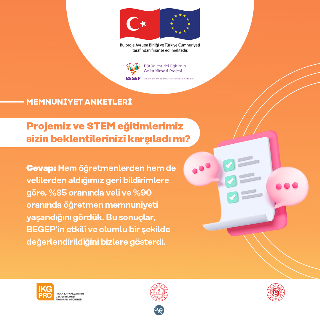 Memnuniyet Anketleri / Projemiz ve eğitimimiz sizin beklentilerinizi karşıladı mı?

#FarklılıklarımızlaBirBütünüz

<a href="/tcmeb/">Millî Eğitim Bakanlığı</a> <a href="/IKGPRO/">İKG PRO</a> <a href="/EUDelegationTur/">AB Türkiye Delegasyonu🇪🇺EU Delegation to Türkiye</a> <a href="/MebOrgm/">Özel Eğitim ve Rehberlik Hiz. Genel Müdürlüğü</a> <a href="/WygTurkiye/">WYG Türkiye</a>