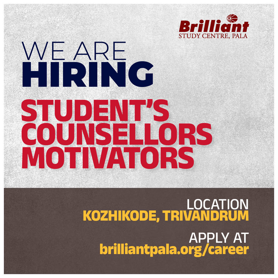 BrilliantPala's tweet photo. We Are Hiring STUDENT'S COUNSELLORS/MOTIVATORS
Location: Kozhikode, Trivandrum
Click here to Register: https://t.co/eoXh1wKyA8
#job #jobvacancy #brilliantstudycentrepala #BrilliantPala https://t.co/0j4Bm5pyFf