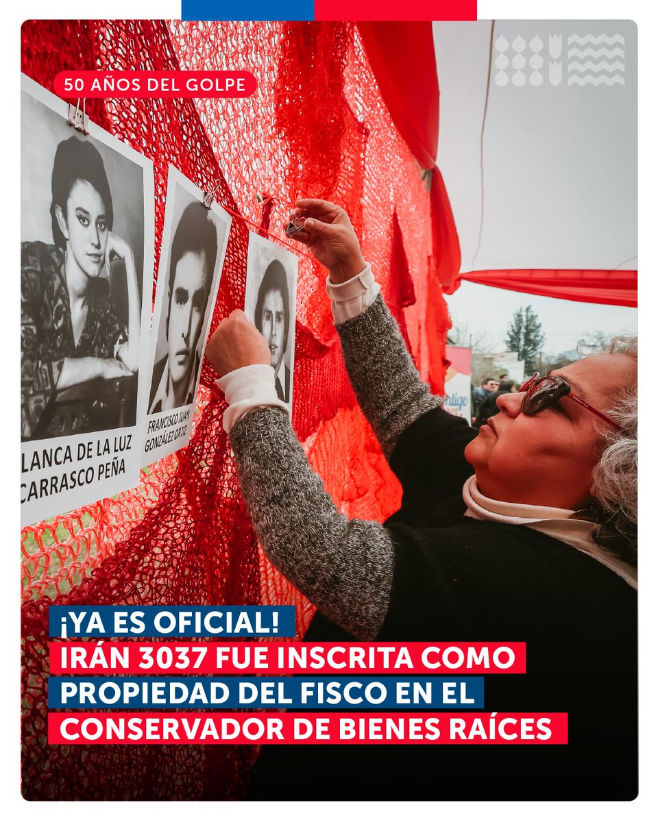 MinisterioBBNN's tweet image. 🌹 El ex centro de tortura Irán 3037 (Ex Venda Sexy) fue recuperado por el Fisco y fue inscrito en el Conservador de Bienes Raíces. 

🏡 Con esto, Bienes Nacionales tomará la administración del inmueble para convertirlo en un Sitio de Memoria en el marco de los #50AñosDelGolpe