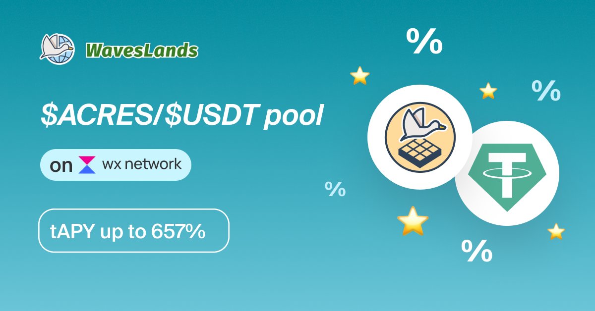 🚀 Introducing the pool with ACRES on <a href="/WXNetwork/">WX Network</a>! Invest in the ACRES/USDT-ERC20 pool to earn enhanced rewards with up to 657% tAPY for LP trading👉wx.network/liquiditypools…

Don't miss this chance to boost your returns and join our upcoming activity for all liquidity providers!💰