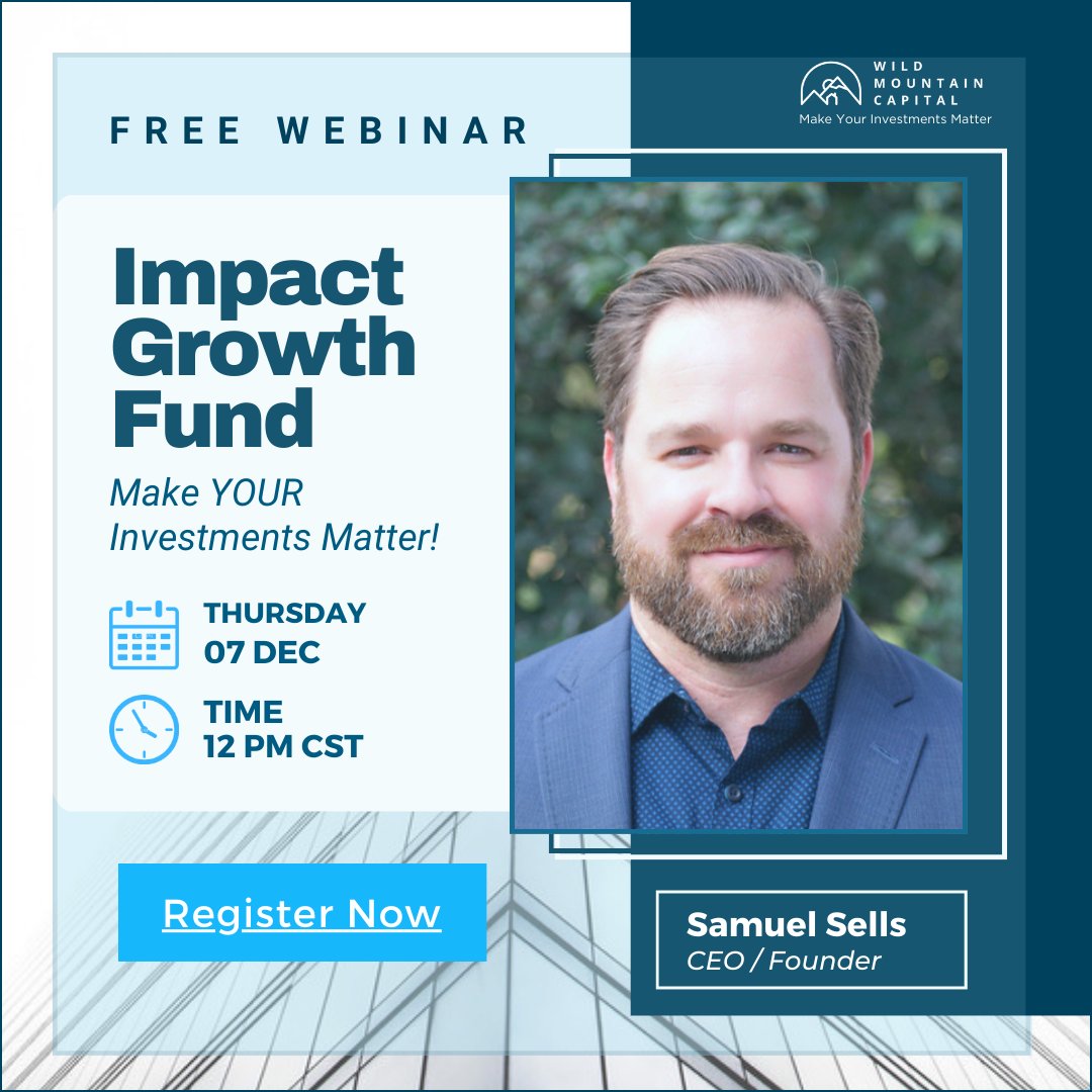 ImpactInvestSam's tweet photo. Wouldn't you like to make double digit returns WHILE making a positive impact?
Register for our webinar at 12pm CST 12/7 to learn how!
https://t.co/0Xbo1lUjlM https://t.co/MgulJrAsQL