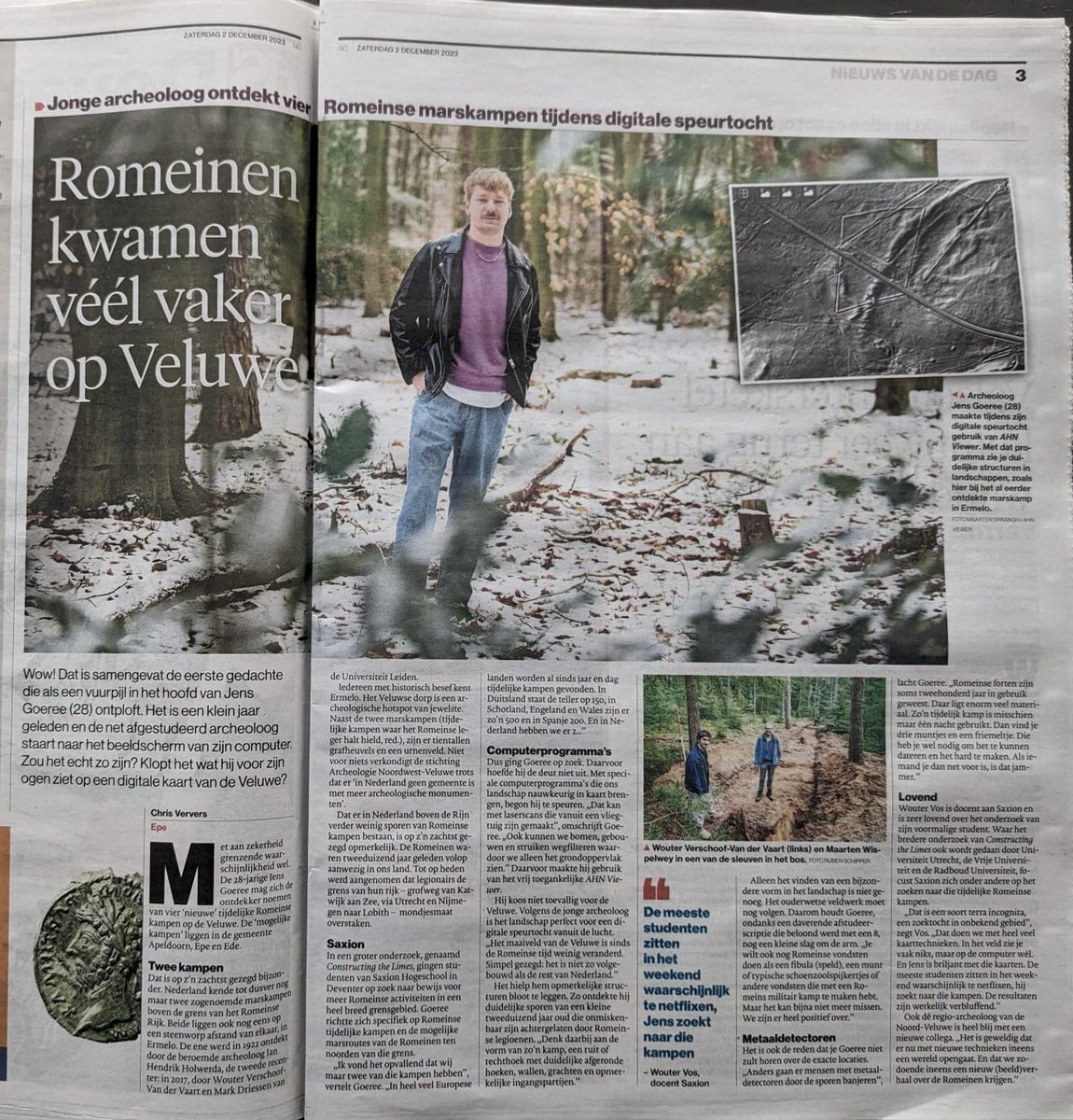 Mooi stuk in de @De_Stentor waarin Jens Goeree (@JensGr95) vertelt over de ontdekking die hij deed van een nieuw Romeins marskamp op de Veluwe tijdens de Constructing the Limes minor op @SaxionArch 👏