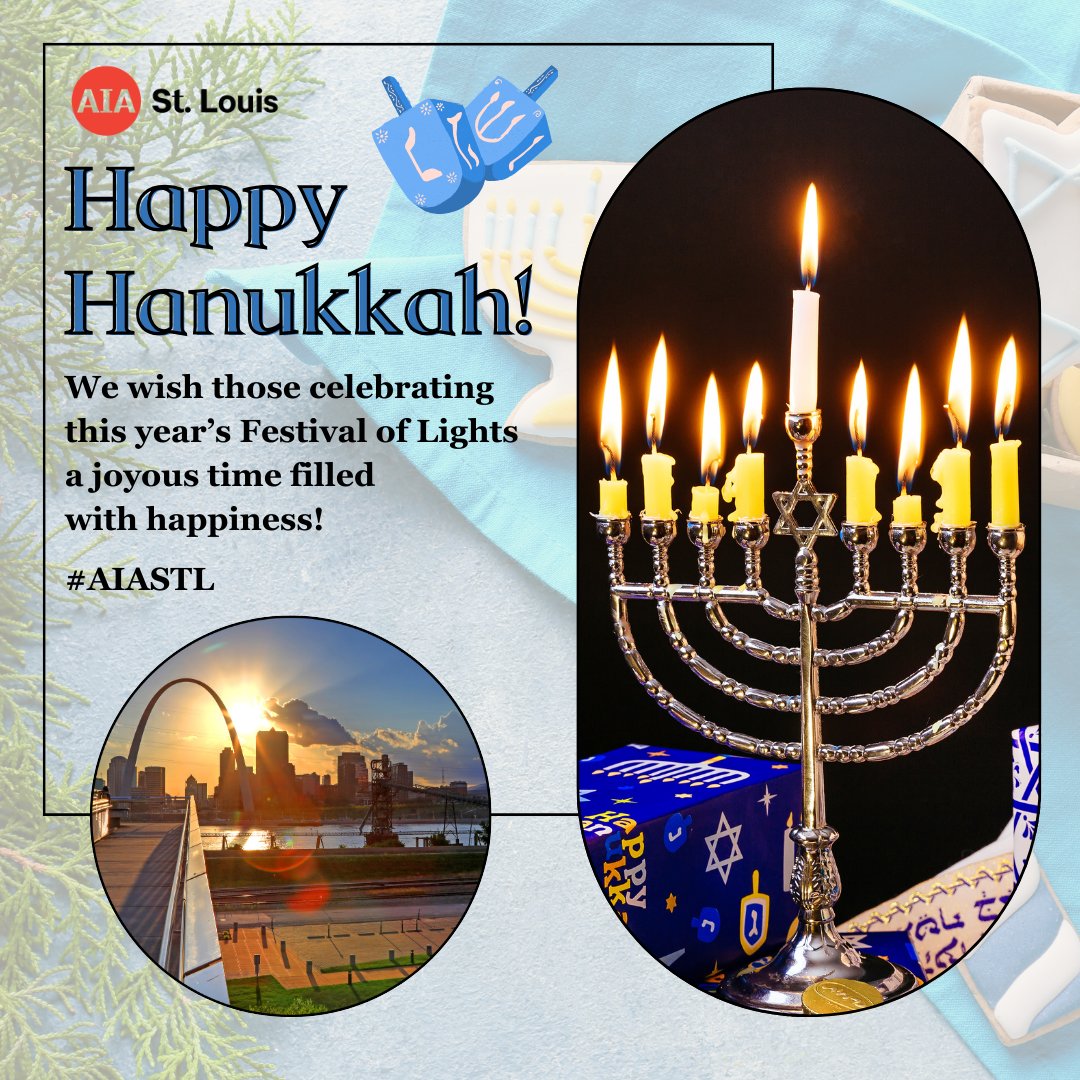 aiastl's tweet photo. The annual Festival of Lights begin later this Thursday evening (12/7).
We send our special well-wishes to all those celebrating Hanukkah. May these eight days bring you and your loved ones warmth, joy, and peace.
Chag urim sameach! Hanukkah Sameach! https://t.co/E9wI2iTi0V