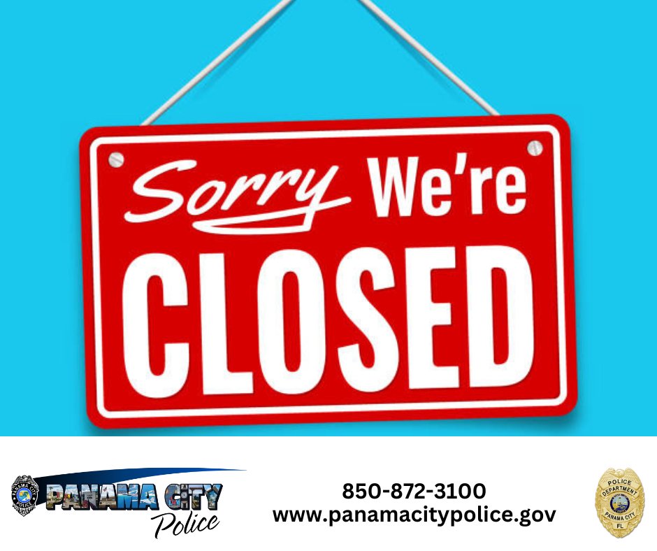 PanamaCityPd's tweet photo. Our business office will be closed today for the Christmas holiday. If you have an emergency, please dial 9-1-1. Merry Christmas! #KeepPCSafe https://t.co/8uirSgPpzg