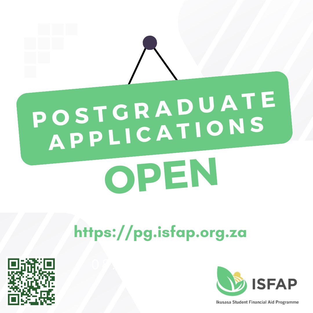 ISFAP_ZA's tweet photo. Our Postgraduate bursary applications are now open! Please like and share so that we can get the news out to as many young people as possible.
#SupportISFAP #bursary #postgraduate https://t.co/qeCwBxMFOc