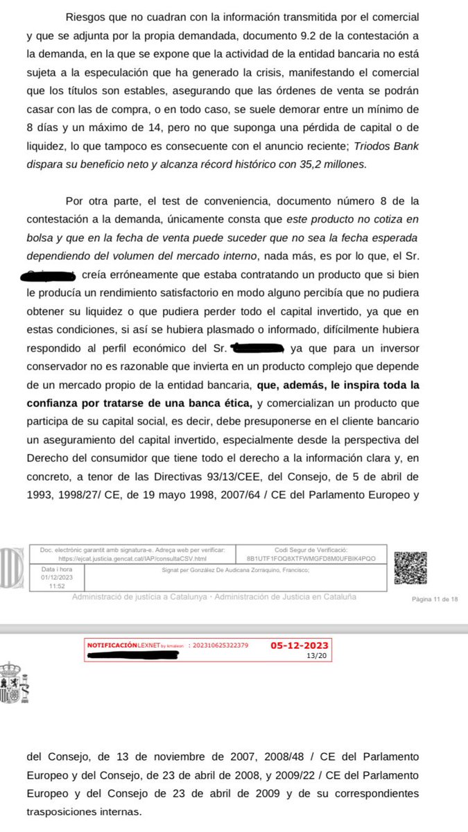 Nos vamos de puente con una nueva resolución del juzgado de instancia 38 de Bcn que condena a <a href="/triodoses/">Triodos Bank España (cuenta inactiva)</a> a devolver a un cliente el dinero invertido en #CDA .El error en el consentimiento deriva de un déficit de información sobre los riesgos del producto finalmente materializados