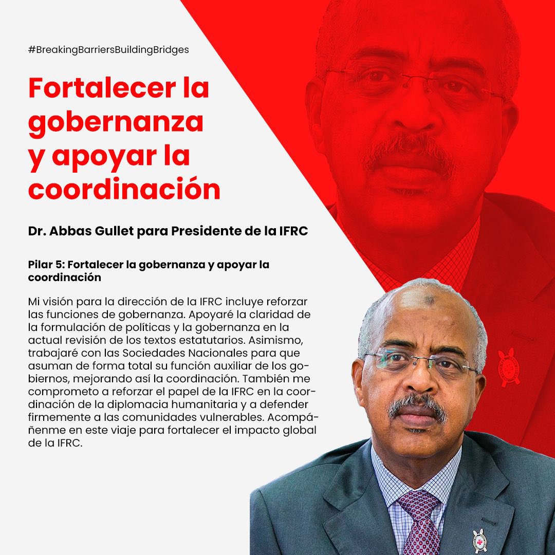 Abbas_Gullet's tweet photo. Over the past few weeks, I have shared the pillars outlining my vision for the IFRC presidency.

Pillar 5 of my campaign, as outlined here, is equally crucial.

If elected, I urge you to hold me accountable.

Let us work together for a stronger IFRC. https://t.co/7ULgbn9LJD