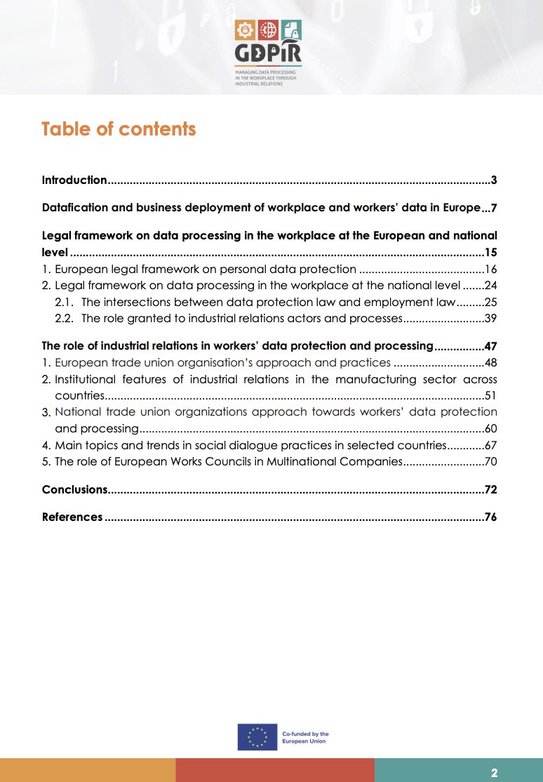 💣 #JustPublished the Assessment Comparative Report developed within the framework of the 🇪🇺 project GDPiR - Managing #DataProcessing in the #workplace through #industrialrelations adapt.it/wp-content/upl…
