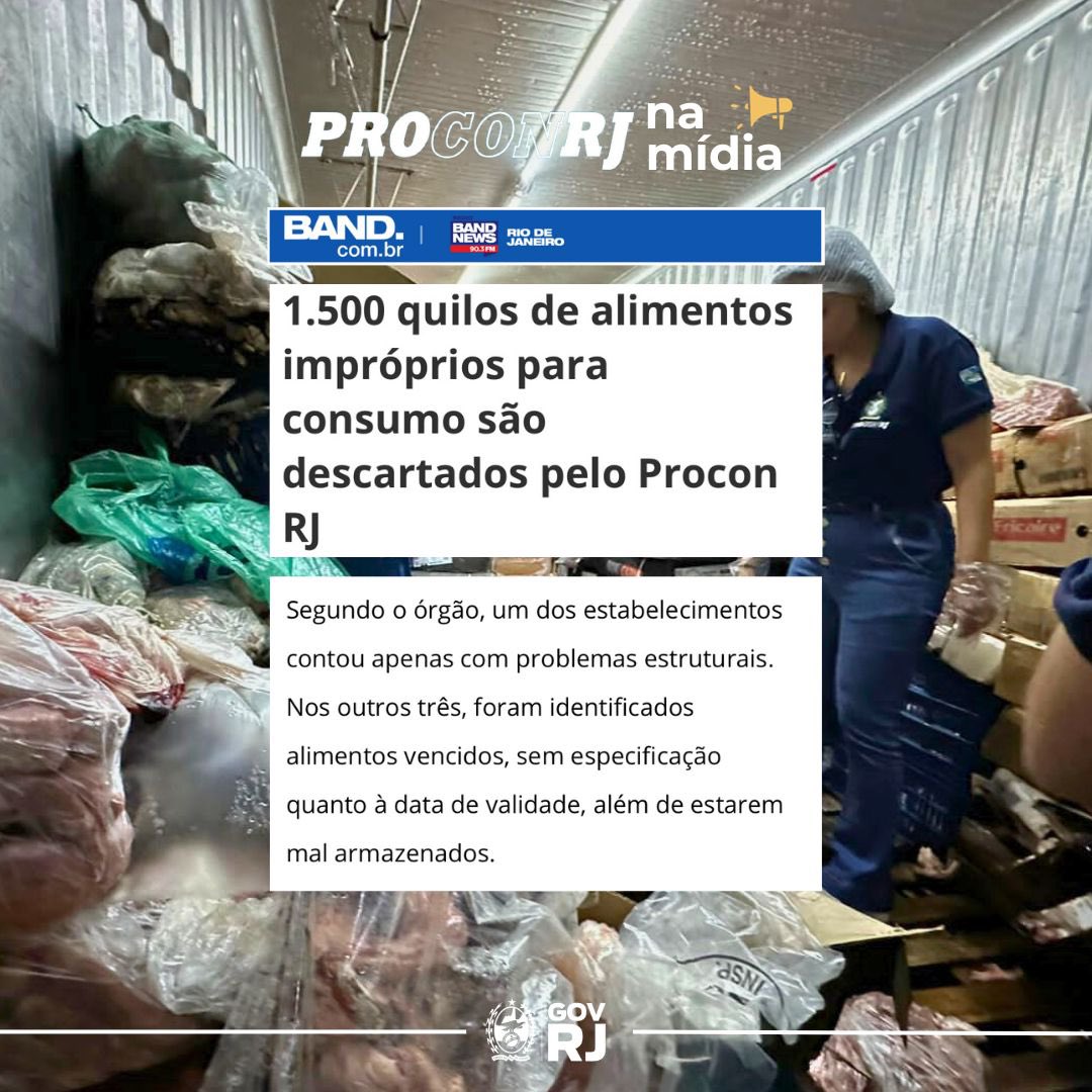 Procon-RJ (@proconrj) on Twitter photo ProconRJ atua na fiscalização e descarta 1.500kg de alimentos impróprios em mercados de Nova Friburgo. Saiba mais em <a href="/radiobandnewsfm/">Rádio BandNews FM</a> #ProconRJ #ProconRjFiscaliza #ProconRJnaMídia ProconRJ atua na fiscalização e descarta 1.500kg de alimentos impróprios em mercados de Nova Friburgo. Saiba mais em <a href="/radiobandnewsfm/">Rádio BandNews FM</a> #ProconRJ #ProconRjFiscaliza #ProconRJnaMídia