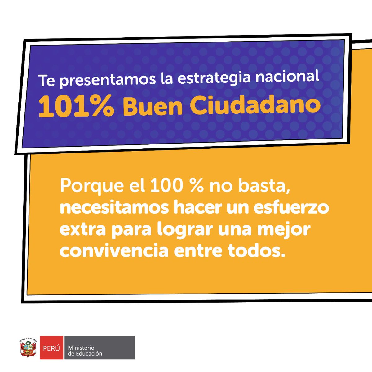 🌟🇵🇪 Les presentamos 101% Buen Ciudadano, la estrategia del Ministerio de Educación para fomentar valores y civismo en el país. ¡Súmate y contribuye al cambio! 🤝 #PorUnaConvivenciaMejor #101BuenCiudadano