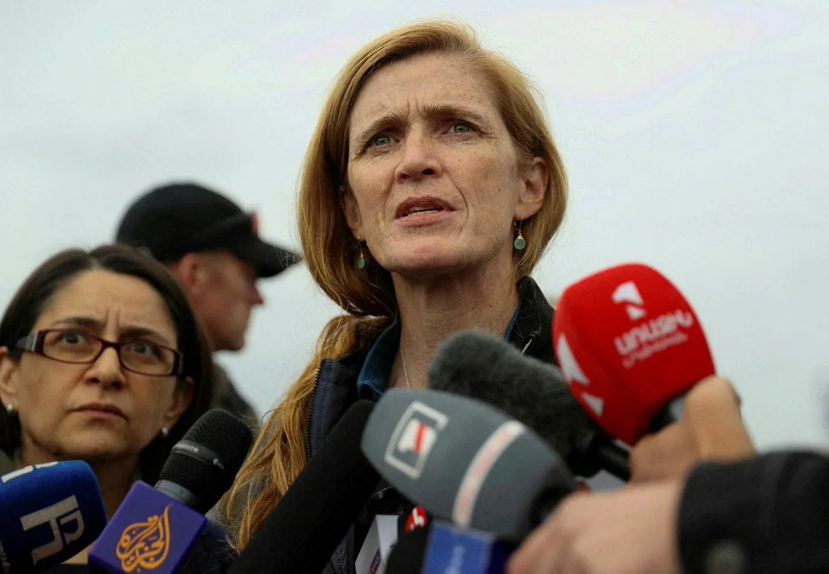 'USAID administrator Samantha Power arrived in Egypt alongside a delivery of 36,000 pounds of humanitarian aid for Gaza.' That weighs less than 20 of the bombs US has supplied to Israel's genocidal regime, without a peep of protest from this opportunist 'scholar of genocide'