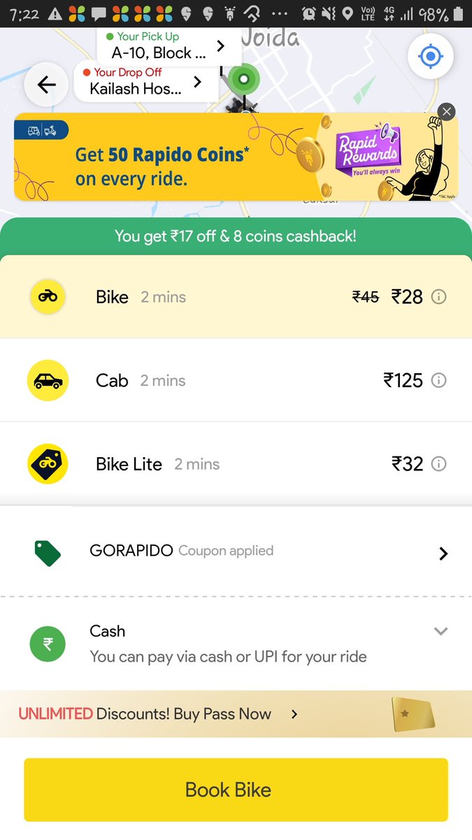 ladiesofindia's tweet image. No Auto option .. anyone else facing similar issue ? #rapido #rapidoauto #rapidoautoncr #ncr #rapidocares @RapidoCares