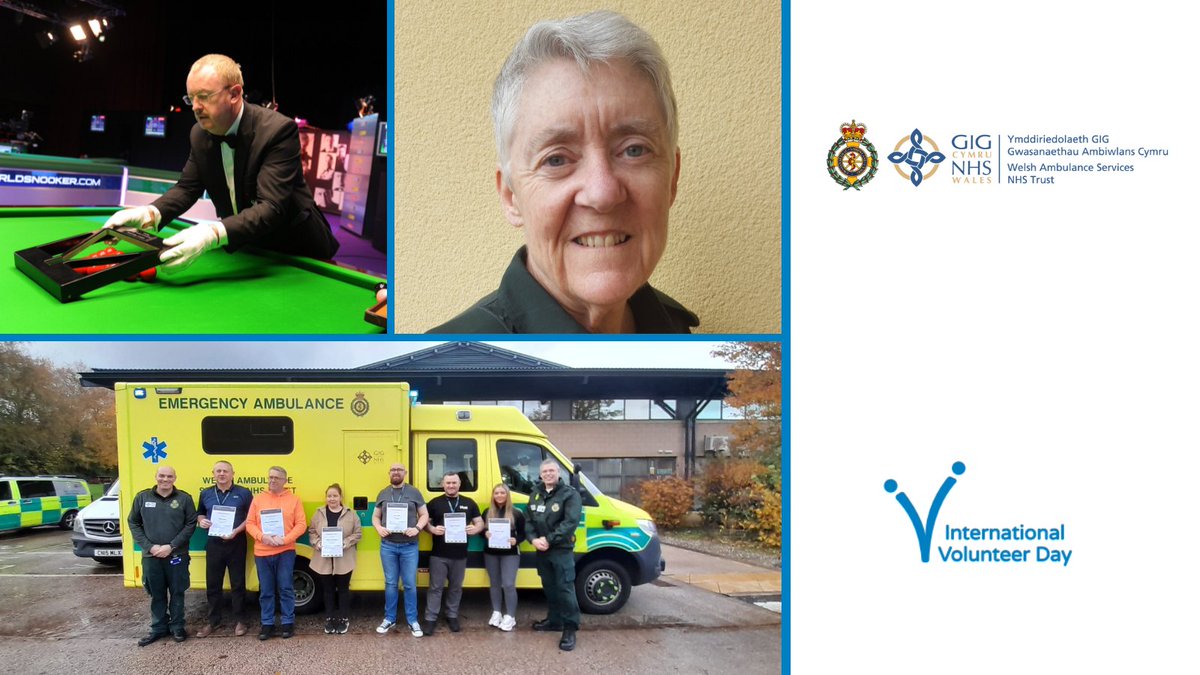 WelshAmbulance's tweet photo. 🙌🚑 We would like to thank all our volunteers across Wales as part of International Volunteer Day (5/12/23). 
We are enormously grateful to those who give up their time to support our ambulance service. #IVD2023

Meet some of our volunteers: https://t.co/ae5N2TtY0n https://t.co/pAK6zwL10T