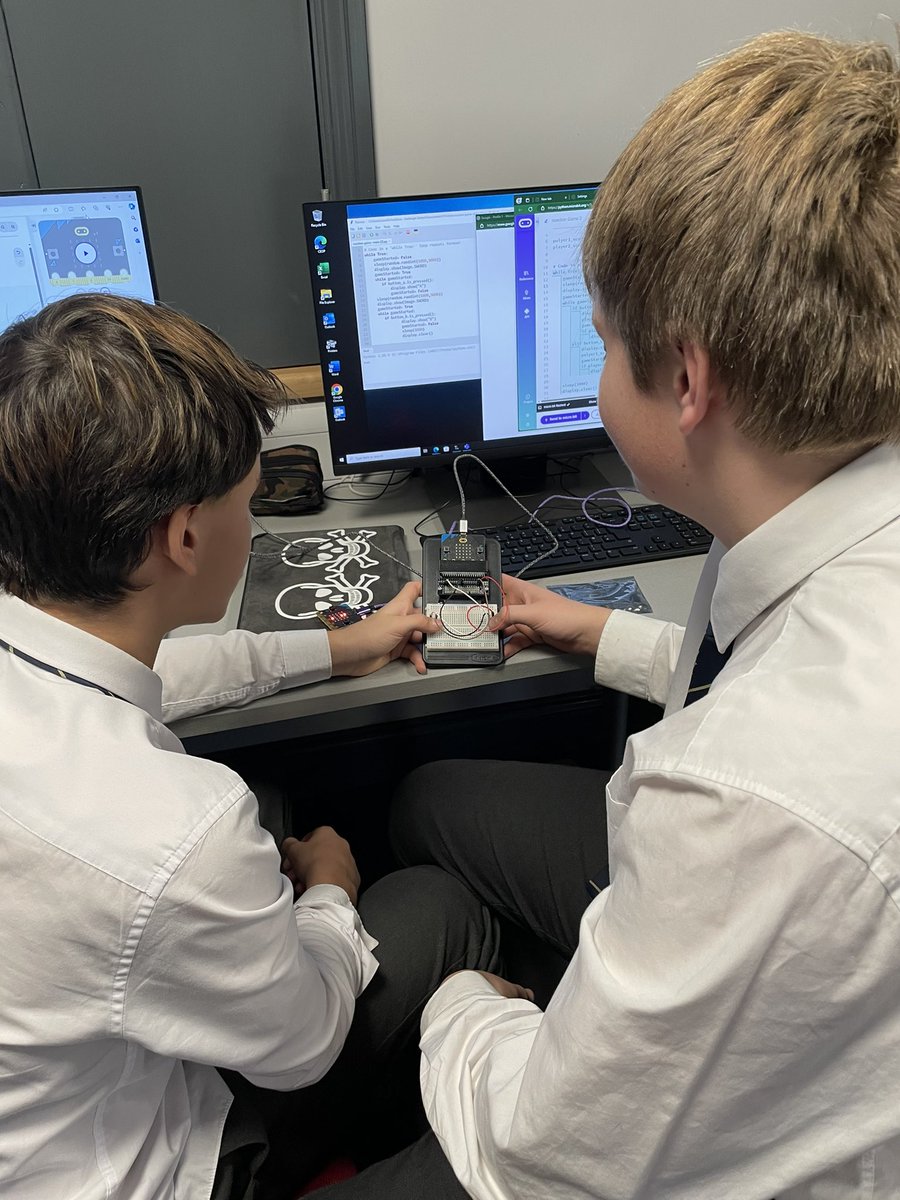Sedbergh_CS's tweet photo. Lots of creative problem solving for Year 9 this week both in completing their @microbit_edu Python reaction game (with sound and @Kitronik Inventors Kit) as well as starting to create sprites for a platform game @Sed_Academic https://t.co/D37uqb0IQY
