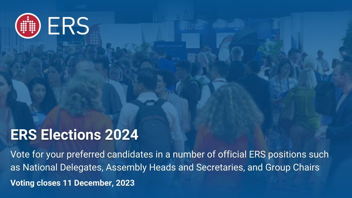 ERS members: just a few days left to vote in the ERS elections! Take a few minutes and vote via the elections tab on myERS - voting closes on 11 December, 2023. my.ersnet.org