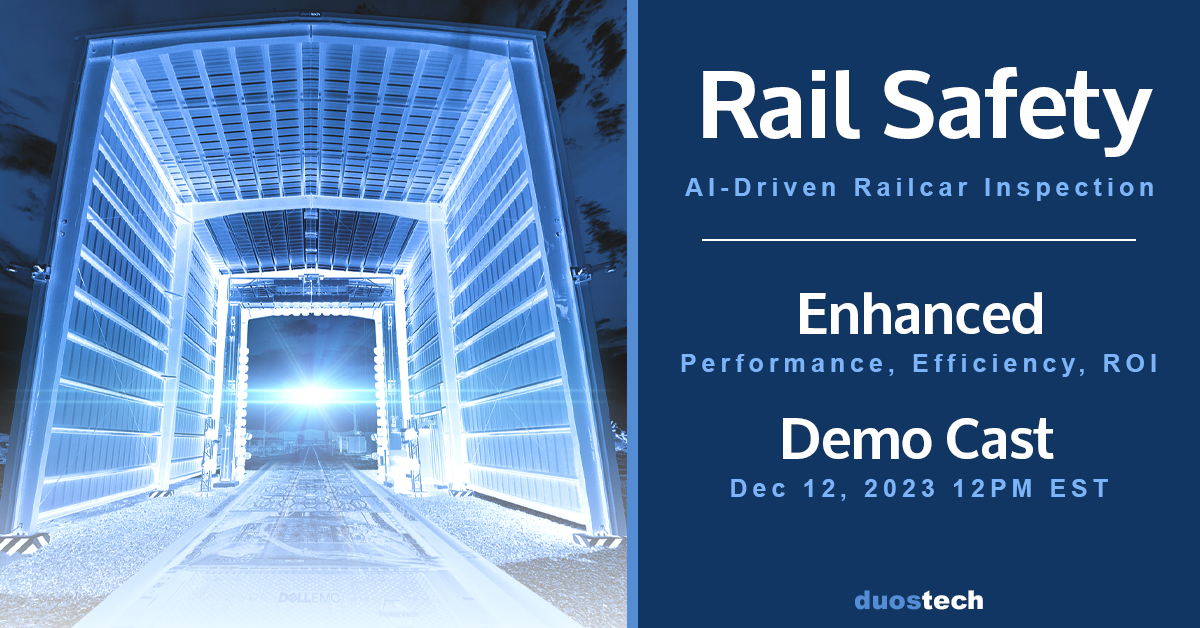 Duos Technologies (@duostech) on Twitter photo Join <a href="/duostech/">Duos Technologies</a> & <a href="/Kalrayinc/">Kalray</a> in this <a href="/rail_pro_mag/">Progressive Railroading</a> #RailSafety Democast>🚂 zurl.co/G29N
#AI-Driven Railcar Inspection for Enhanced Performance, Efficiency, and ROI
📅 Dec 12, 2023
⏰ 12PM EST/6PM CET
$DUOT #EdgeComputing #railways #Innovation zurl.co/hGqY Join <a href="/duostech/">Duos Technologies</a> & <a href="/Kalrayinc/">Kalray</a> in this <a href="/rail_pro_mag/">Progressive Railroading</a> #RailSafety Democast>🚂 zurl.co/G29N
#AI-Driven Railcar Inspection for Enhanced Performance, Efficiency, and ROI
📅 Dec 12, 2023
⏰ 12PM EST/6PM CET
$DUOT #EdgeComputing #railways #Innovation zurl.co/hGqY