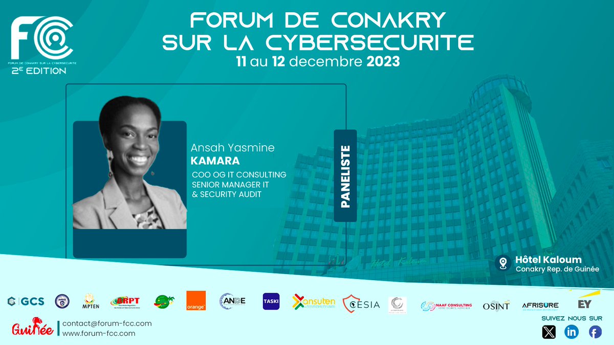 Elle se consacre à la cyber sécurité, développée une expertise remarquable dans le domaine. le FCC à l'honneur de recevoir Ansah Yasmine KAMARA pour sa 2e Edition.

Rejoignez Nous : 👉 forum-fcc.com/inscription