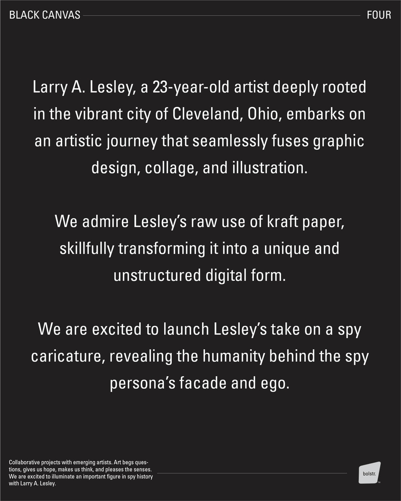 Black Canvas: Larry A. Lesley x Slimmy®. An iconic spy caricature, based on the story of a lesser-known WWII double-agent,

Launching 12/8 at 9 AM.

#slimmy #minimalistwallet #artistcollaboration #productdesign #streetculture #contemporaryart #contemporaryartist