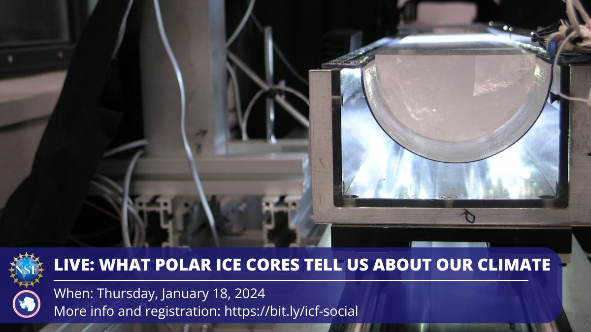🚩 Mark your calendars! Where would you keep 22,000 meters (nearly 14 miles) of ice cores? You are invited to see! Join a special live event on Jan. 18 at 2 p.m. EST from the NSF Ice Core Facility @NSF_ICF in Colorado. Register at: bit.ly/3sW13su.