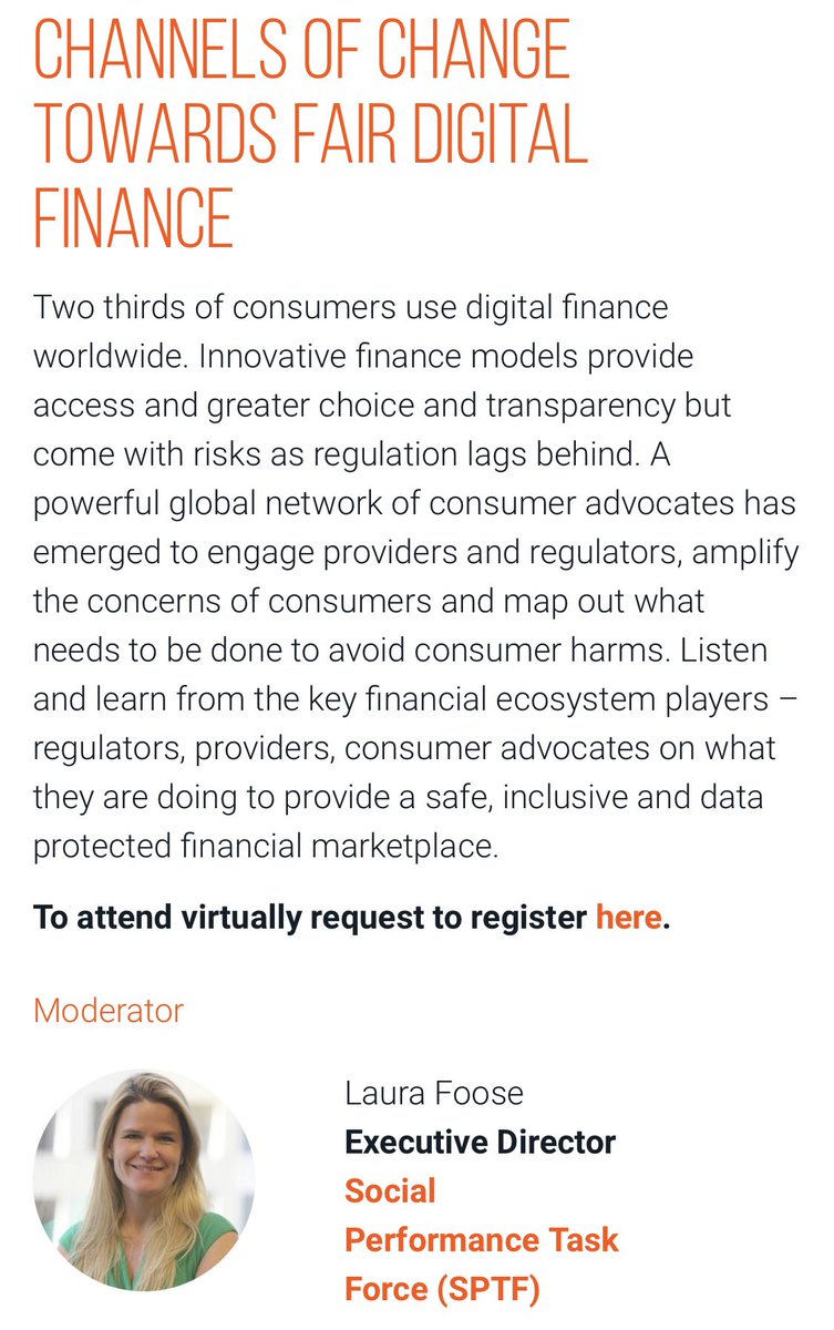 CeriseSptf's tweet photo. Join SPTF Executive Director Laura Foose this week at the @Consumers_Int #GlobalCongress2023 tomorrow Wed. Dec. 6 through Fri. Dec. 8 in Nairobi, Kenya. Click here to learn about online options. Thanks &amp; please share. https://t.co/wyOSZgDVVx #DigitalFinance #FinancialInclusion https://t.co/PM4aPyLG80