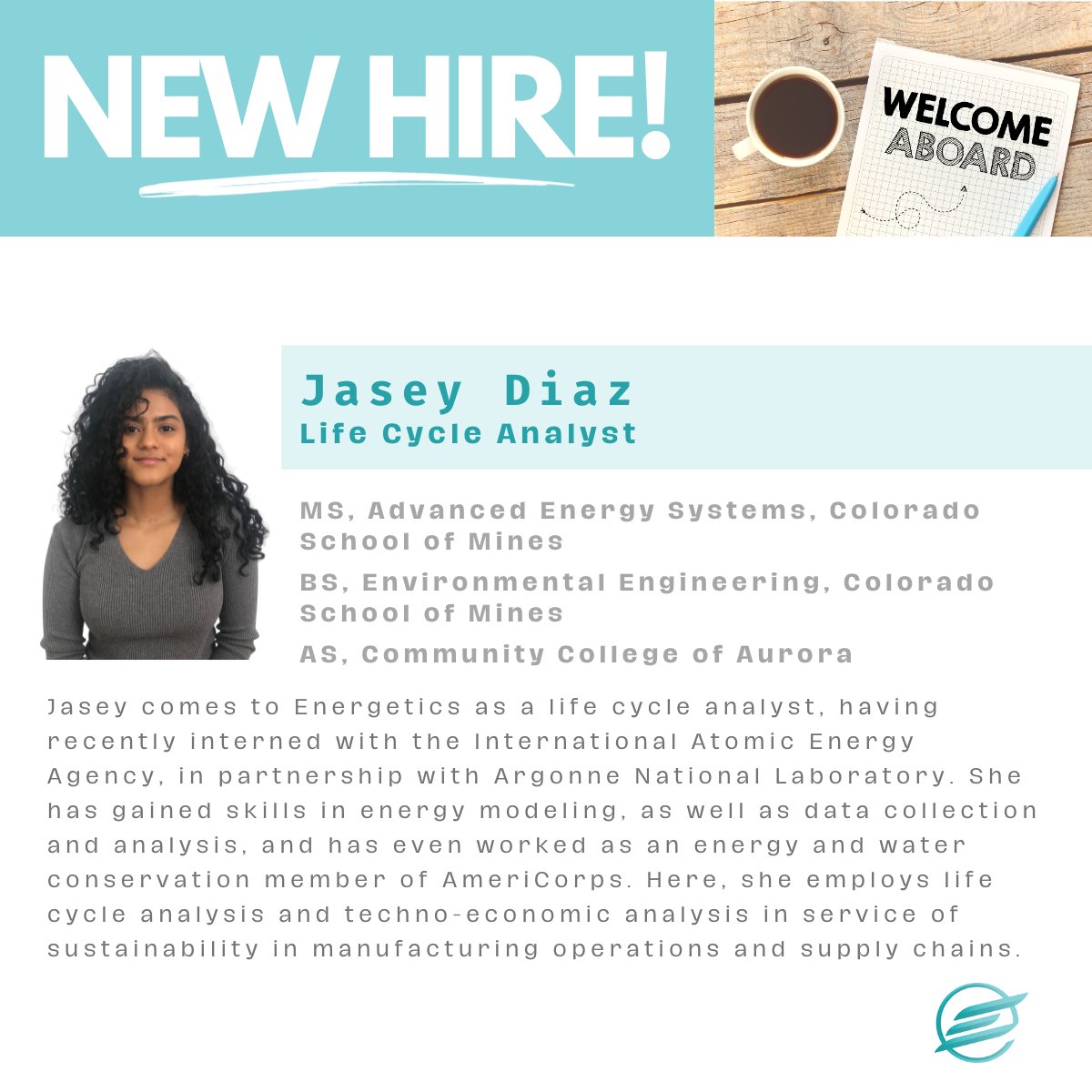 Welcome, Jasey Diaz! #Sustainability #DataAnalysis #EnergySystems #EnvironmentalEngineering #LCA #TEA