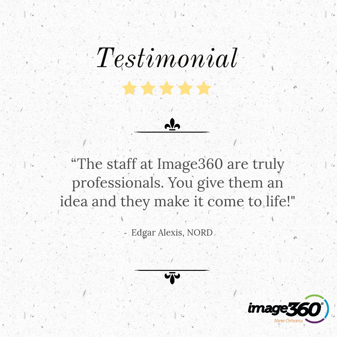 We love working with our clients to create exactly what you are looking for!
.
.
.
.
#image360nola #image360 #neworleans #testimonials #tuesdaytestimonial #reviews #5starreviews #signs #graphics #solutions #signage #digitalprint #NORD #downtownneworleans
