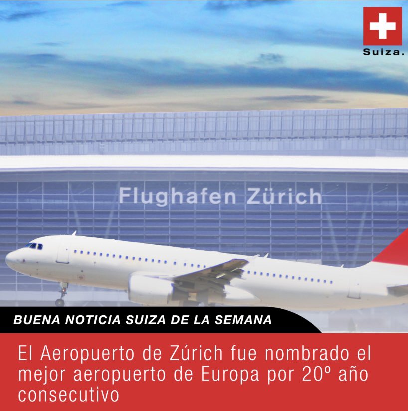 El aeropuerto de Zúrich fue nombrado el mejor aeropuerto europeo por vigésimo año año consecutivo en los Work Travel Awards ✈️